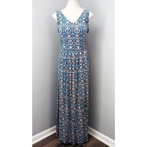 Vanessa Virginia By Anthropologie Tidal Maxi Dress Blue Ikat Sleeveless … - Picture 1 of 5
